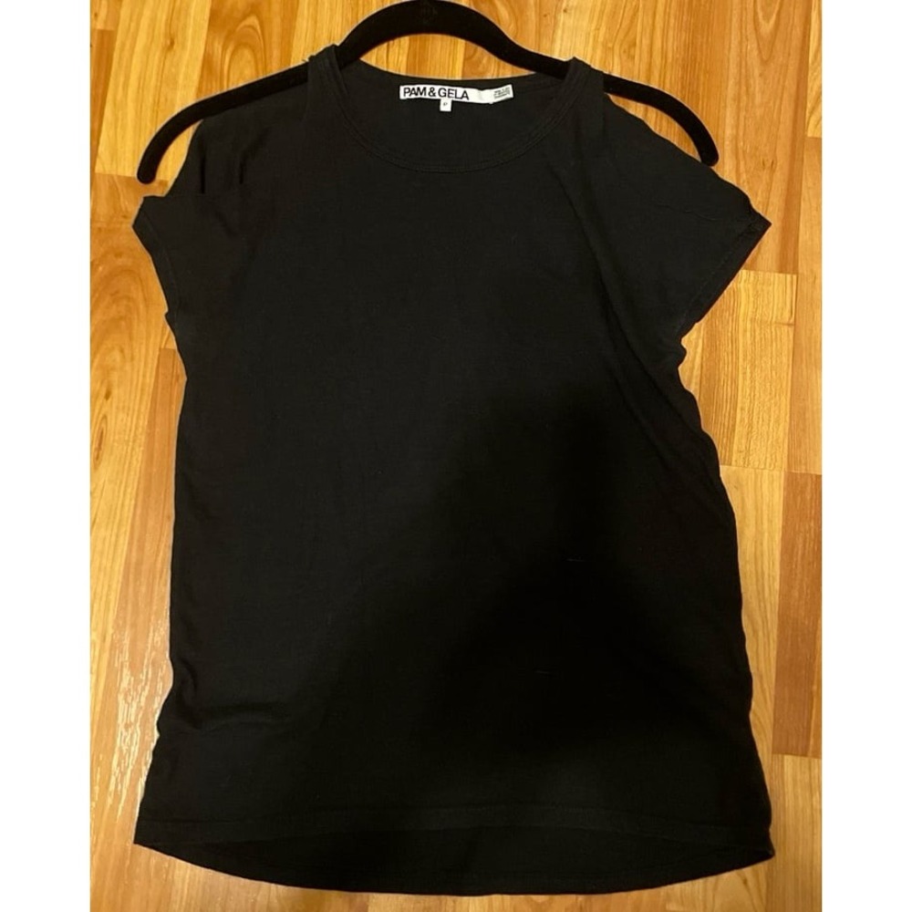 Pam & Gela Women's Shoulder Cut Out sleeveless Black Shirt